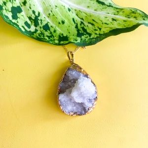 White Agate Geode Boho Necklace